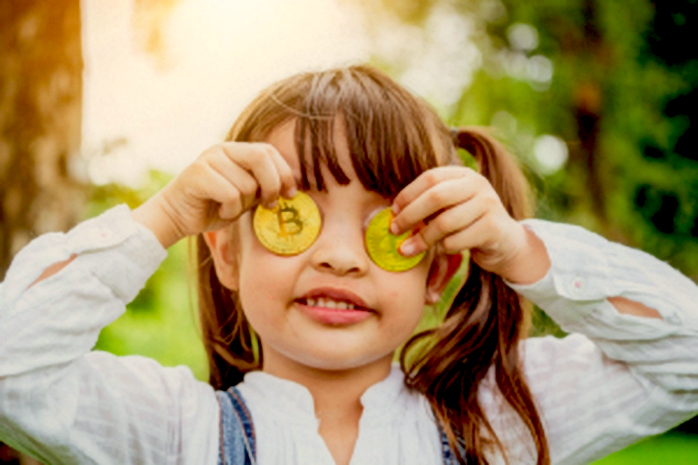 girly bitcoin cover eyes smiles